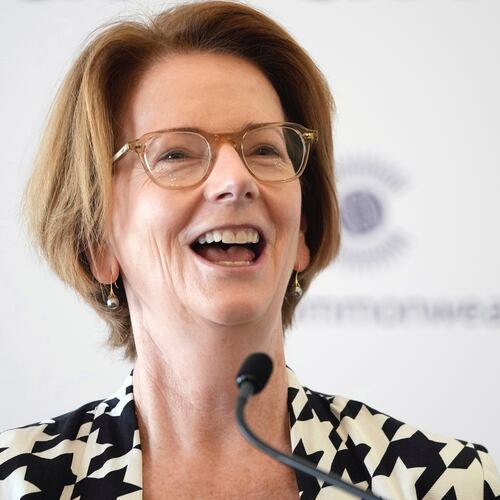 FILE - Julia Gillard, former Prime Minister of Australia, speaks during a forum on climate change and health at the headquarters of Commonwealth Secretariat in London, Thursday, May 9, 2024. (AP Photo/Kin Cheung, File)