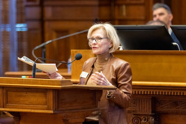 Georgia Rep. Katie Dempsey speaks during the legislative session in Atlanta on Tuesday, Jan. 24, 2023.  (Arvin Temkar/AJC)