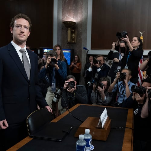 FILE - Meta CEO Mark Zuckerberg, arrives to testify before a Senate Judiciary Committee hearing on Capitol Hill in Washington, Jan. 31, 2024, to discuss child safety. (AP Photo/Manuel Balce Ceneta, File)