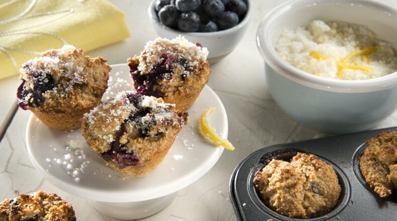 Mini lemon glazed blueberry muffins. (Tammy Ljungblad/Kansas City Star/TNS)