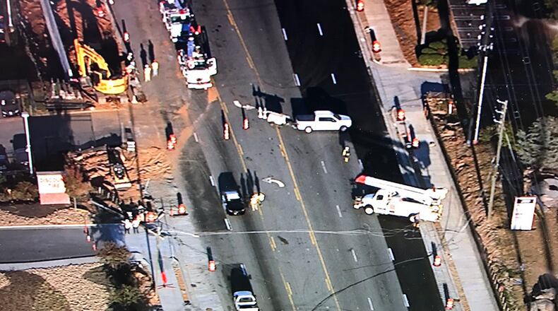 A crash on Spring Road between Cobb Parkway and Cumberland Boulevard caused delays. (Credit: Channel 2 Action News)