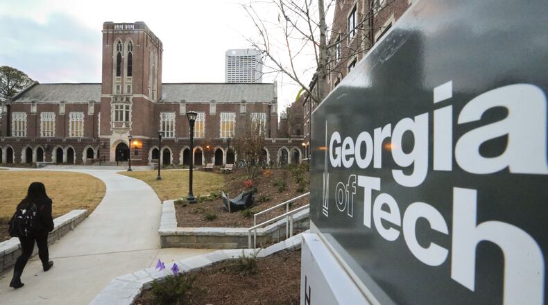 A student walks on the Georgia Tech campus. AJC FILE PHOTO.