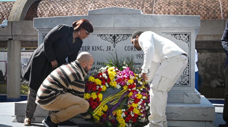 The family of Martin Luther King Jr. held a wreath-laying ceremony Thursday marking 56 years since his assassination.