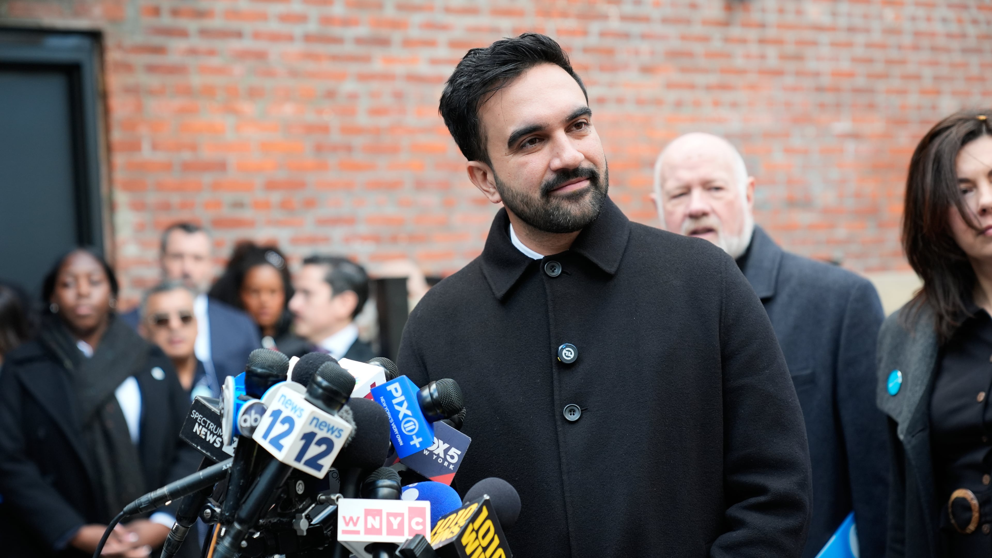 New York City mayor-elect Zohran Mamdani talks to reporters at a news conference in New York, Monday, Nov. 17, 2025. (AP Photo/Seth Wenig)