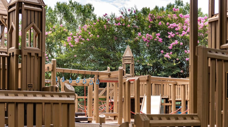 The Wacky World Playground in Alpharetta's Wills Park was built by 2,673 volunteers in just 6 days in 1997.
The city is now planning to remodel the wooden castle playground with the help of the community in the spring of 2025. COURTESY CITY OF ALPHARETTA