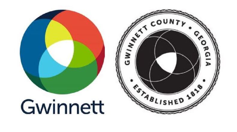 Gwinnett County’s newly adopted logo (left) and county seal (right, in black and white). The county also adopted a new slogan of “Vibrantly Connected.” SPECIAL PHOTO