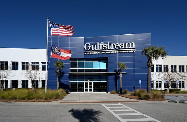 Exterior of Gulfstream’s manufacture facility at Gulfstream Aerospace Corporation, Friday, Dec. 19, 2025 in Savannah. (Hyosub Shin/AJC)