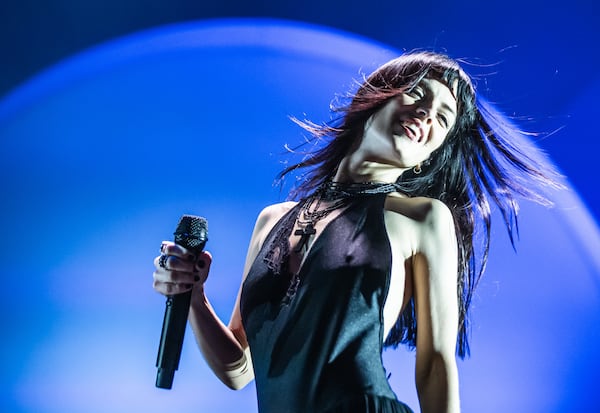 Later in the night, Los Angeles-based band The Marías performed a quieter set during Day 1 of Shaky Knees on Friday, Sept. 19, 2025, in Atlanta. (Ryan Fleisher for the AJC)
