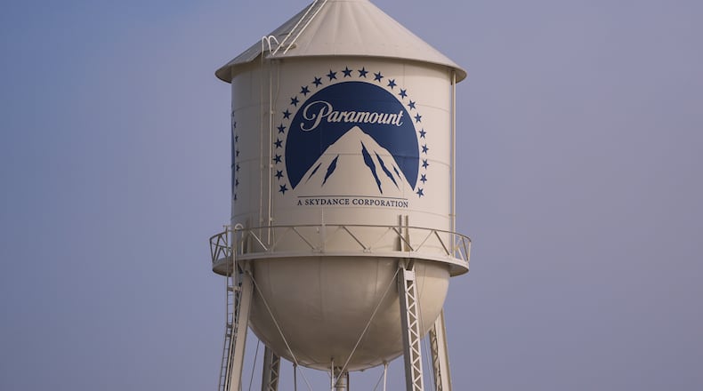 FILE - The Paramount Pictures water tower is seen in Los Angeles on Dec. 17, 2025. (AP Photo/Jae C. Hong, File)