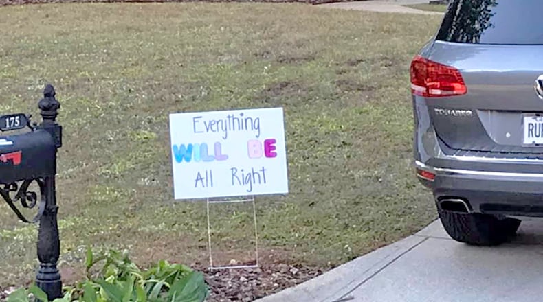 A Sandy Springs household expresses optimism. The city invites business owners to participate in an online survey on how the COVID-19 outbreak has affected them. CITY OF SANDY SPRINGS via Facebook