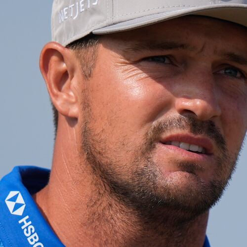 Bryson DeChambeau of the United States walks off the 9th tee during the second day of the British Open Golf championships at Royal Birkdale golf club, in Southport, England, Friday, July 17, 2026. (AP Photo/David Goldman)