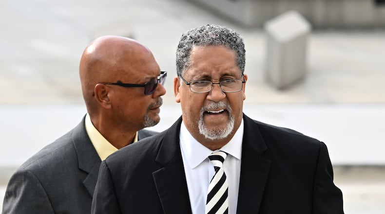 July 13 , 2022 Atlanta - Ex-Stonecrest mayor Jason Lary arrives at the Richard B. Russell Federal Building for his sentencing hearing in federal fraud case related to misusing city’s COVID relief funds on Wednesday, July 13, 2022. (Hyosub Shin / Hyosub.Shin@ajc.com)