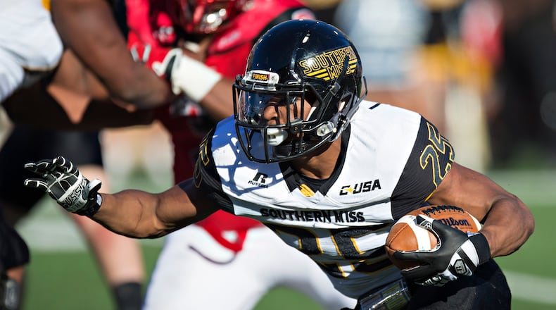 Junior Ito Smith (25) of Southern Miss rushed for 1,128 yards on 171 carries last season and scored 10 touchdown rushing. (Photo by Wesley Hitt/Getty Images)