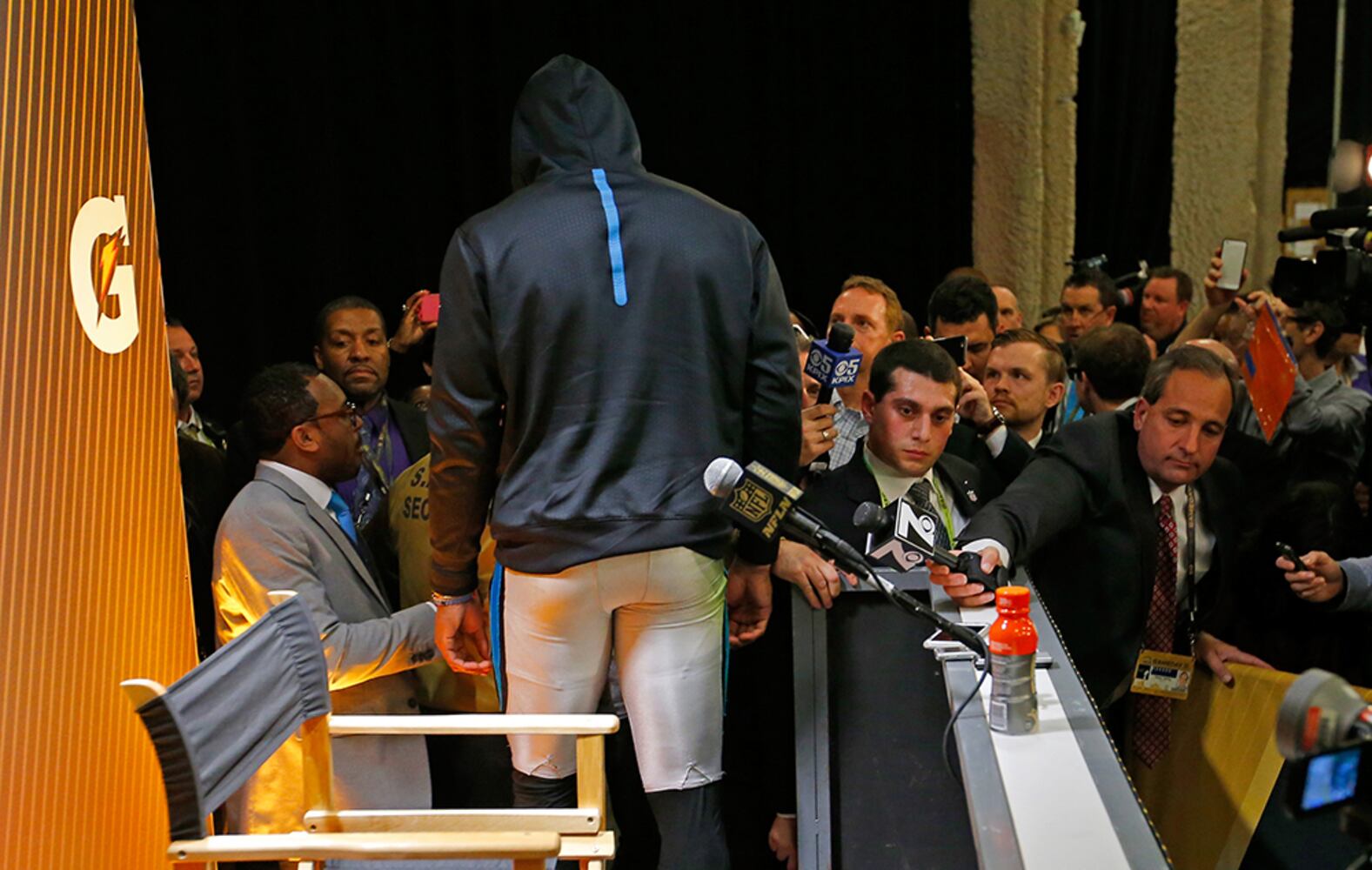 Cam Newton abruptly leaves interview