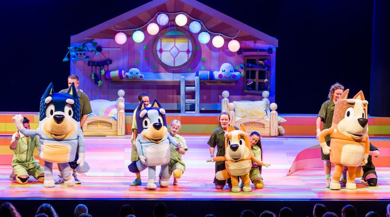 “Bluey’s Big Play” brings the popular Australian cartoon about a family of dogs to life using large puppets. It has daytime shows May 20-21 at the Fox Theatre.
(Courtesy of “Bluey’s Big Play”)