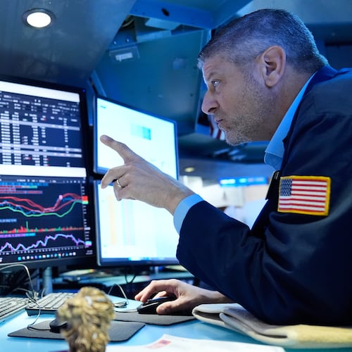 Michael Gallucchi Traders works on the floor at the New York Stock Exchange in New York, Monday, Sept. 14, 2026. (AP Photo/Seth Wenig)