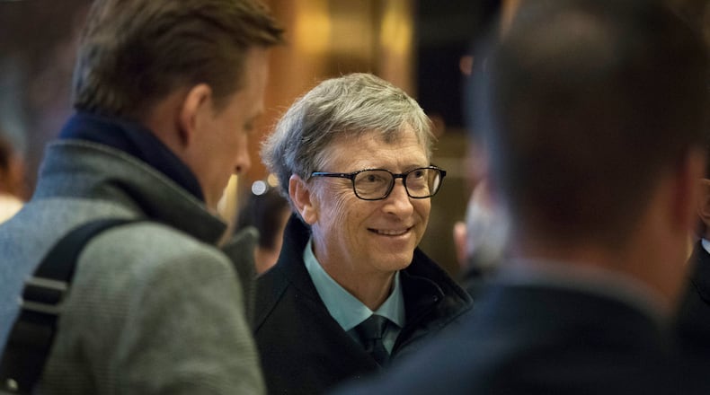 Businessman Bill Gates arrives at Trump Tower on December 13, 2016 in New York City. (Photo by Drew Angerer/Getty Images)