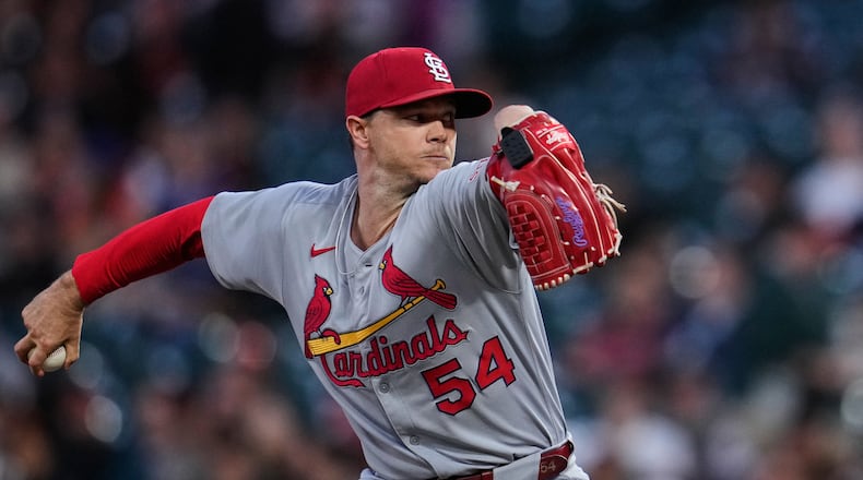 FILE - St. Louis Cardinals' Sonny Gray pitches to a San Francisco Giants batter during the first inning of a baseball game, Sept. 24, 2025, in San Francisco. (AP Photo/Godofredo A. Vásquez, file)