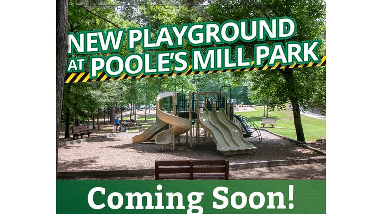 Playground equipment at Poole’s Mill Park in northwest Forsyth County is being replaced, a project that’s expected to be completed by mid-summer. FORSYTH COUNTY