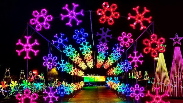 The Glow Light Show at Coolray Field in Lawrenceville boasts more than 1 million lights and can be visited through Jan. 4. (Courtesy of Glow Light Show)