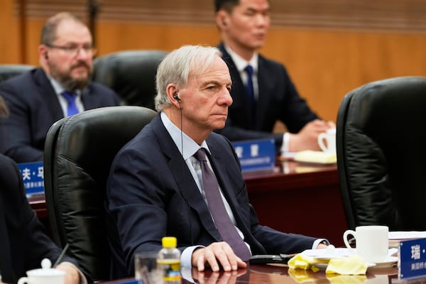 Bridgewater Associates Chairman Ray Dalio attends an event with Chinese President Xi Jinping at the Great Hall of the People in Beijing on Friday, March 28, 2025. (AP Photo/Ng Han Guan)
