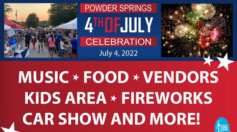 The Powder Springs 4th of July Celebration and Fireworks Show will last from 6-10 p.m. July 4 in the city's downtown along with the first Cruise-In on this holiday. (Courtesy of Powder Springs)