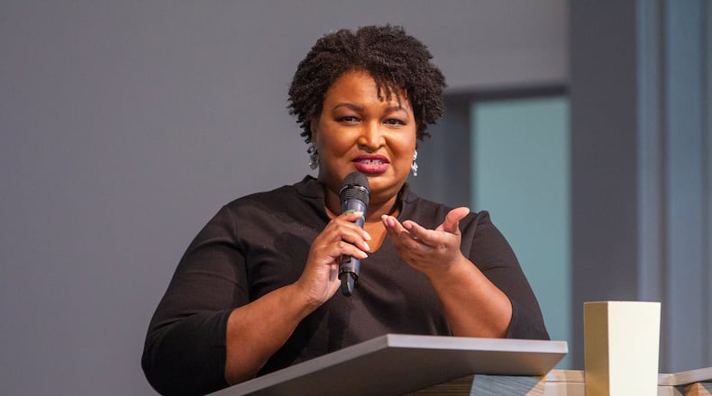 Stacey Abrams speaks Saturday, July 17, 2021, at the celebration of life and dedication of the Jordan Family Life Center in Vernon Jordan's honor at St. Paul A.M.E. Church, where he was a lifelong member. The Atlanta native, who became a champion of civil rights before reinventing himself as a Washington insider and corporate influencer, died March 1 at age 85. (Photo: Steve Schaefer for The Atlanta Journal-Constitution)