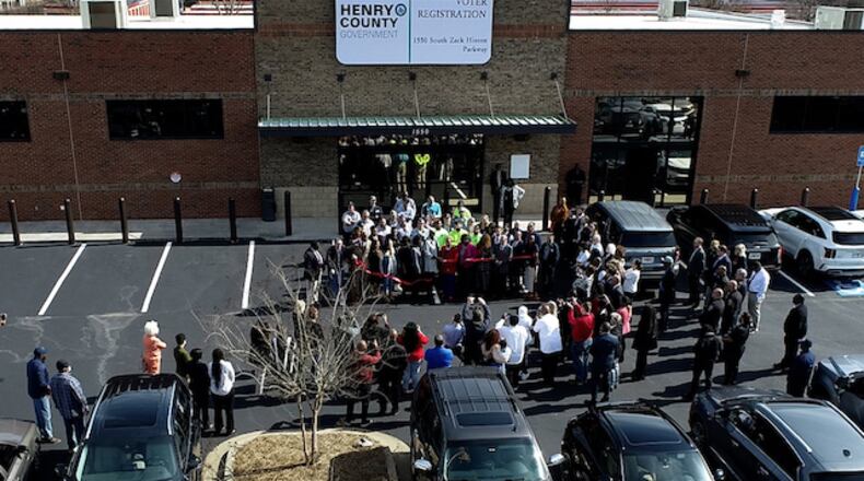 The ribbon cutting for the new Henry County elections and voter registration office.
