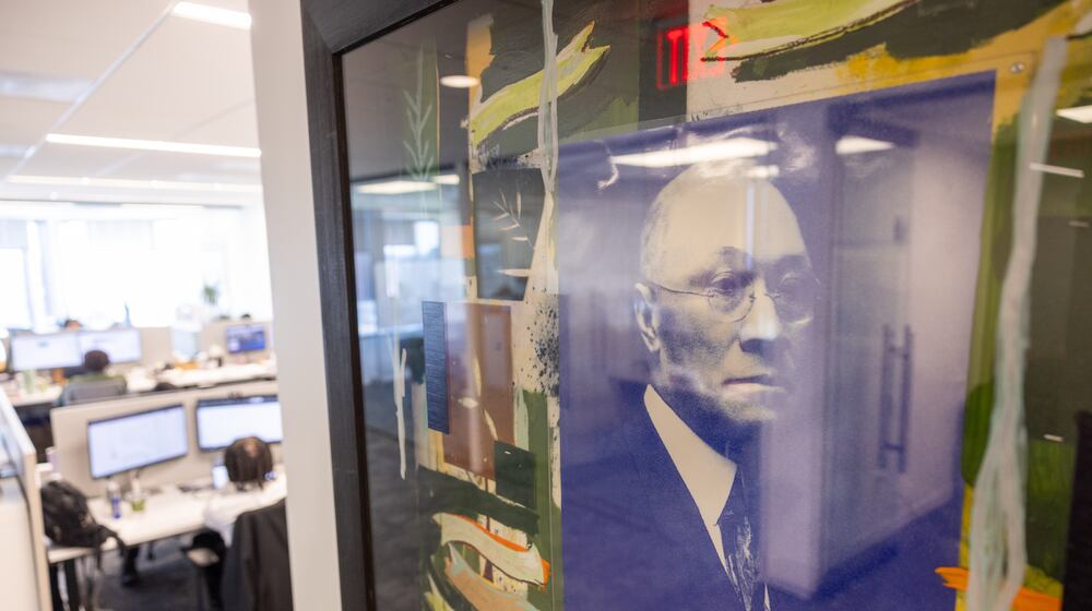 A portrait of Alonzo Herndon, founder of the Atlanta Life Insurance Company, is seen at the Atlanta Life Insurance headquarters at Bank of America Plaza in Atlanta on Wednesday, January 29, 2025. (Arvin Temkar / AJC)