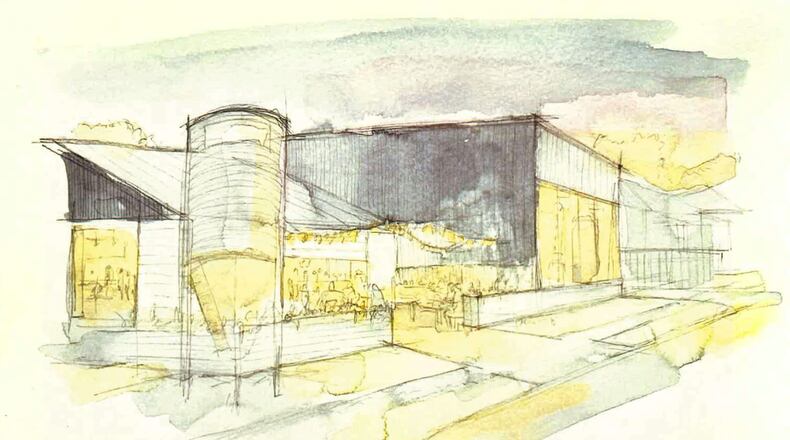 The proposed Third Rail Distillers site plan includes the installation of a grain silo that would be used as a monument sign. (Courtesy City of Lawrenceville)