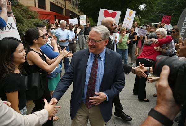 Departing leaders from the Centers for Disease Control and Prevention were greeted by staff and supporters in Atlanta on Thursday.