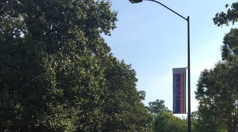 Peachtree Corners will complete sidewalk projects along Technology Parkway (shown here) and Jay Bird Alley. Photo by Karen Huppertz for the AJC