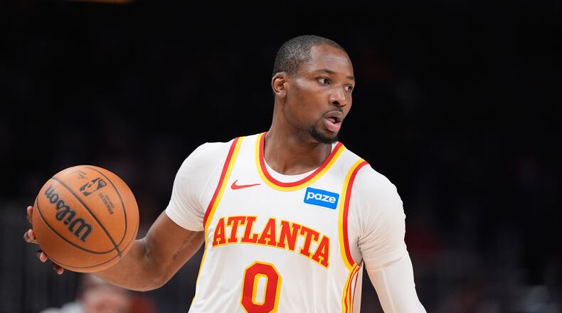 FILE - Atlanta Hawks forward Jonathan Kuminga (0) plays during Game 6 in a first-round NBA basketball playoffs series, on April 30, 2026, in Atlanta. (AP Photo/Brynn Anderson, File)