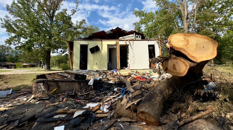 Part of the oak tree that slammed down on a Sandersville home during Hurricane Helene and killed two children, Harmony Taylor, 7, and her brother Derrick, 4.