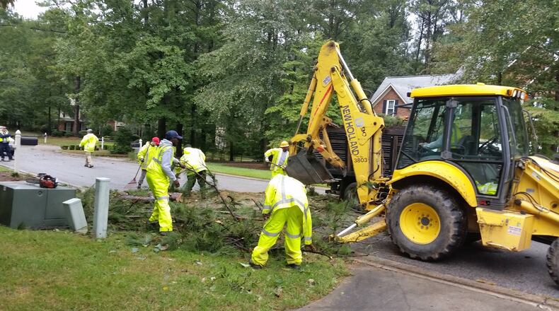 Work crews in Peachtree City are clearing fallen trees first from streets and then from paths. Courtesy City of Peachtree City