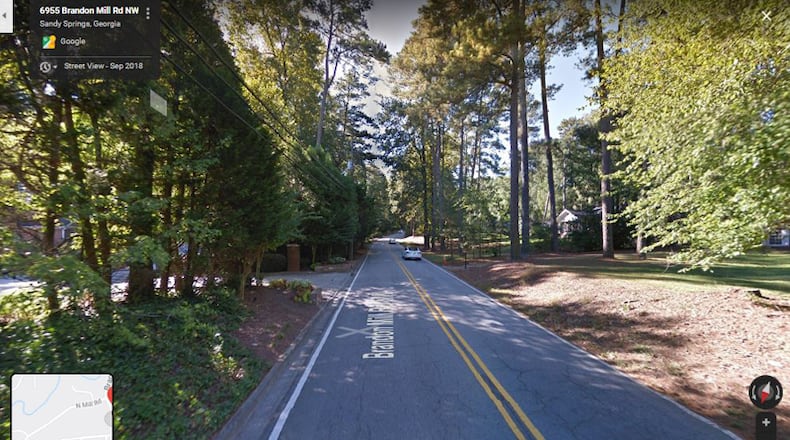 Sandy Springs will spend $1 million putting in a sidewalk along Brandon Mill Road from Lost Forest Drive to Marsh Creek. GOOGLE MAPS