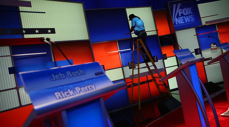 Debate preparations are underway for the first Republican primary debate hosted by Fox News at Quicken Loans Arena in Cleveland, Ohio, on Wednesday. Eric Thayer/The New York Times