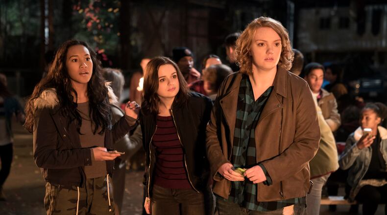 Sydney Park, left, Joey King and Shannon Purser in a still from "Wish Upon." Image: Broad Green Pictures
