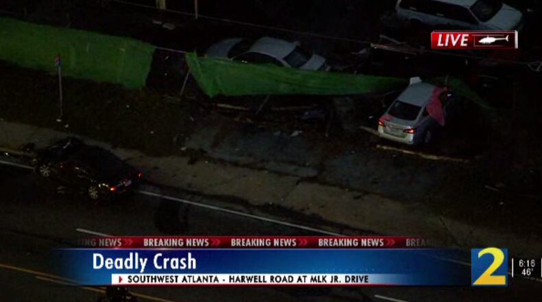 One person was killed and at least two others were injured in a car crash Wednesday evening in southwest Atlanta.