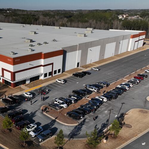 The Fulton County Election Hub and Operation Center, is seen Wednesday, Jan. 28, 2026, in Union City, Ga, near Atlanta, as FBI agents search at the main election facility. (AP Photo/Mike Stewart)