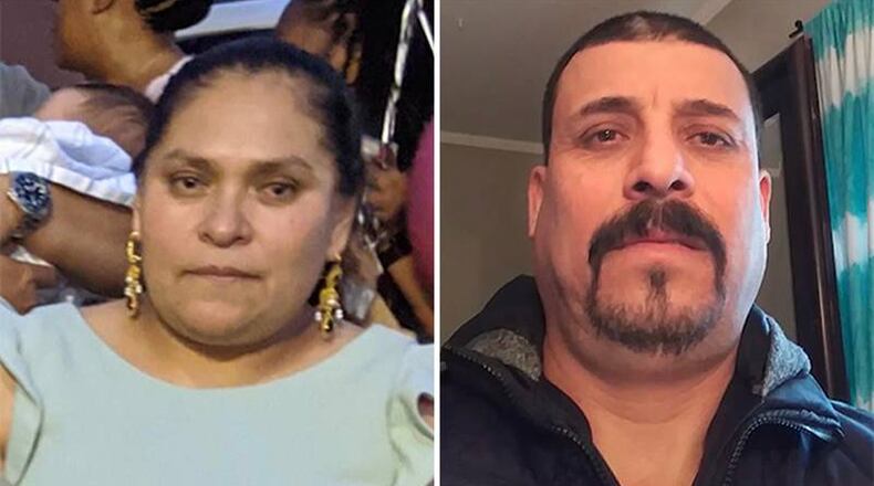 Police said Angeles Santos (left) was shot and killed by her estranged husband Salomon Ramos. He was spotted in Franklin, North Carolina, authorities announced Wednesday.