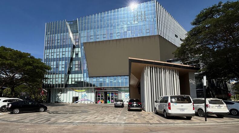 Exterior of the building that the website of Prince Holding Group on Jan. 8, 2026, listed as its headquarters in Phnom Penh, Cambodia. (AP Photo)