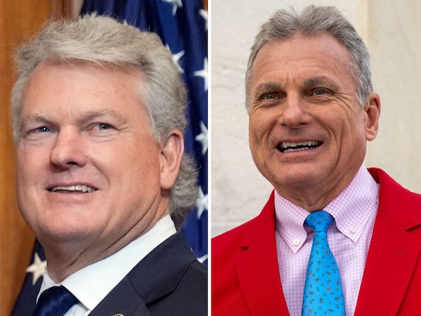 (Left to right): U.S. Reps. Mike Collins of Jackson and Buddy Carter of St. Simons Island are Republican candidates for the U.S. Senate. 