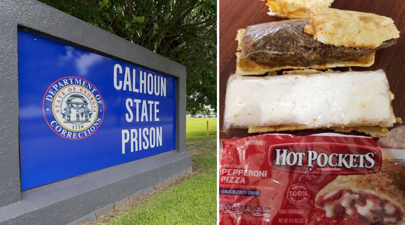 In 2020, the Georgia Department of Corrections announced that two of its officers had been arrested after they allegedly tried to smuggle methamphetamine and tobacco into Calhoun State Prison in Hot Pockets packages, according to a GDC news release at the time. The cases were later dismissed because the agency failed to submit the evidence for testing, according to District Attorney Joe Mulholland's office. (Left: Miguel Martinez/AJC; Right: Georgia Department. of Corrections)