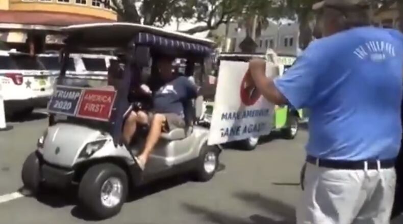 Screenshot of video of a protest in The Villages, Fla., that President Donald Trump shared on Twitter on Sunday, June 28, 2020.
