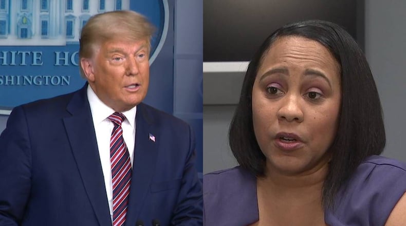 Former President Donald Trump and Fulton District Attorney Fani Willis.