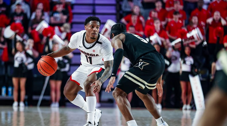 Georgia guard Justin Hill (11) scored 20 for Georgia. File photo by Tony Walsh / UGA Athletics