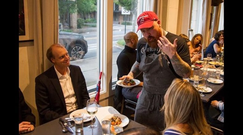 <p>Musician Zac Brown of The Zac Brown Band has Zac Brown's Social Club inside State Farm Arena in Atlanta. He previously owned the now-shuttered Zac Brown's Southern Ground Social Club, which is now home to Nic & Norman's.</p> <p>The Zac Brown Social Club inside State Farm Arena in Atlanta.</p> <p>'Transformers' actor Mark Wahlberg and his brother, Donnie, opened the first metro Atlanta Wahlburger's location at The Battery at SunTrust Park. More locations are slated to open in the area.</p> <p>A Wahlburger burger and tater tots.</p> <p>Rapper Jay-Z opened the 40/40 Club on Concourse D of Atlanta's Hartsfield-Jackson International Airport in 2014.</p> <p>Airport travelers at the 40/40 Club in Concourse D at Hartsfield-Jackson Atlanta International Airport.</p> <p>'Real Housewives of Atlanta' stars Kandi Burruss (right) and Todd Tucker opened soul food restaurant Old Lady Gang in Castleberry Hill in 2017. The restaurant also has locations at Camp Creek Marketplace and inside State Farm Arena.</p> <p>Aunt Bertha's fried chicken is a centerpiece of the menu at Old Lady Gang.</p> <p>Ludacris opened Chicken + Beer on Concourse D at Hartsfield-Jackson International Airport in late 2016. The menu features Southern comfort food. </p> <p>A plate of Luda's Chicken + Pecan Waffles with whiskey maple syrup, spinach and chicken sausage from Chicken + Beer.</p> <p>Norman Reedus, who plays Daryl Dixon on 'The Walking Dead' and Greg Nicotero, a director on the show, opened Nic & Norman's in Senoia in 2016.</p> <p>Among the burgers at Nic & Norman's, the Greg's Pick is a flavor-packed patty made from a blend of ground chuck, short rib and brisket that gets dressed up with blue cheese, lettuce, caramelized onions and a slice of tomato.</p> <p>Sean Combs -- aka Diddy -- named the Buckhead spot Justin's after his now-college-age son. Combs has said that the menu is an homage to the food his late grandmother loved. The restaurant closed in 2012 after 14 years.</p> <p>Rapper and actor T.I. opened upscale sports bar and restaurant Scales 925 in downtown Atlanta in 2015. It closed a year later.</p> <p>Shrimp & Grits from Scales 925.</p> <p>Celebrity chef Emeril Lagasse's closed his eponymous Buckhead restaurant after five years in 2008.</p> <p>Georgia trout with crab meat in lemon-caper sauce from Emeril's.</p> <p>2 Chainz opened Escobar Restaurant and Tapas in Castleberry Hill in late 2016.</p> <p>Collard green egg rolls at Escobar.</p> <p>Gladys Knight opened several locations of Gladys Knight Chicken & Waffles with her son, Shanga Hankerson. They all closed after Hankerson faced legal troubles.</p> <p>Chicken and waffles from Gladys Knight's Chicken and Waffles.</p> <p>Atlanta native Cam Newton, a star player on the NFL's Carolina Panthers, opened cigar bar and restaurant Fellaship in downtown Atlanta in May 2019.</p> <p>Fellaship Wild Rice Vegetable Bowl, Beef Barbacoa Tacos, Lamb Chops, Ponzu-Glazed Scottish Salmon, Blooming Cauliflour, Bread Pudding and cocktials.</p> <p>Ashton Kutcher, Wilmer Valderrama and several other 'That '70s Show' alum had three entries in the Atlanta restaurant scene, including Geisha House and Dolce, but all are now closed.</p> <p>Piatto di Burrata fresca con prosciutto San Daniele e pomodori alla griglia at Dolce Enoteca in Atlantic Station.</p> <p>Ocean Dragon at Geisha House.</p> <p>Hugh Acheson, a James Beard Award winner and former contestant on 'Top Chef Masters,' owns Empire State South and Spiller Park Coffee in Atlanta and 5&10 and The National in Athens. </p> <p>Purple Cabbage Gazpacho at Empire State South.</p> <p>Food from 5&10</p> <p>Kevin Gillespie, who was a finalist on the sixth season of Bravo's 'Top Chef' and later competed on 'Top Chef Duels,' opened the critical darling Gunshow in Glenwood Park in 2013 and Southern restaurant Revival in Decatur in 2015. </p> <p>Scallop escabeche with pork carnitas, patatas bravas, cauliflower and squid ink at Gunshow.</p> <p>Celebrity hairstylist Gocha Hawkins opened Gocha's Breakfast Bar off of Cascade Road in early 2019. Hawkins, who has worked with celebrities such as Nicki Minaj, Serena Williams, Beyonce, Keyshia Cole, Christina Milian and Kandi Burruss.</p> <p>Gocha's Breakfast Bar Signature Selections.</p> <p>Mitchell Anderson, who has starred on shows including 'Doogie Howser, MD' and 'Party of Five,' owns MetroFresh in Midtown and MetroFresh Catering.</p> <p>Metro Fresh's Mitchili (Mitchell's Turkey Chili).</p> <p>Dale Murphy (right), with Atlanta Braves first baseman Freddie Freeman, opened Murph's near SunTrust Park in 2017.</p> <p>Salad from Murph's.</p> <p>Tom Colicchio, who founded Gramercy Tavern in New York City and serves as head judge on Bravo's 'Top Chef,' opened Craft and Craftbar in Buckhead in 2009. Both have since closed.</p> <p>Diver sea scallops and mushroom jus at Craft.</p> <p>Chef Art Smith, who previously worked as personal chef to Oprah Winfrey cooked for Michelle Obama on her recent book tour, opened Southern Art & Bourbon Bar in the InterContinental Buckhead in 2011.</p> <p>Grilled Heritage Pork Chop- Pig Pickin' pork and beans, buffalo pig ears and bourbon mustard glaze at Southern Art.</p> <p>'Iron Chef' star Bobby Flay owns Bobby Flay's Burger Palace at Hartsfield-Jackson International Airport.</p> <p>Emily Saliers -- one half of the Indigo Girls -- was an early partner in popular breakfast chain The Flying Biscuit and Southern cuisine spot Watershed. The latter closed its Decatur location in 2011, but reopened in Midtown in 2012. </p> <p>'Iron Chef' star Cat Cora owns Cat Cora's Kitchen at Hartsfield-Jackson International Airport.</p> <p>Former Miami Dolphins head coach Don Shula, left, opened Shula's 347 Grill in the Atlanta Marriott Buckhead Hotel & Conference Center in Buckhead in late 2009. It closed several years later.</p> <p>Richard Blais, who was a finalist on season four of “Top Chef” and later competed on “Top Chef: All Stars”, opened HD-1 haute doggery in Virginia-Highland. The restaurant closed in 2013. He also owned The Spence in Midtown, which closed in 2016.</p> <p>Former Atlanta Hawks guard Dennis Schroder, who now plays for the Oklahoma City Thunder, was a partner in DS17 club in Buckhead, which has since closed.</p> <p>The exterior of DS17 nightclub in Buckhead.</p> <p>V-103 host Frank Ski opened Frank Ski's Restaurant and Lounge in south Buckhead from 2011 to 2015.</p>