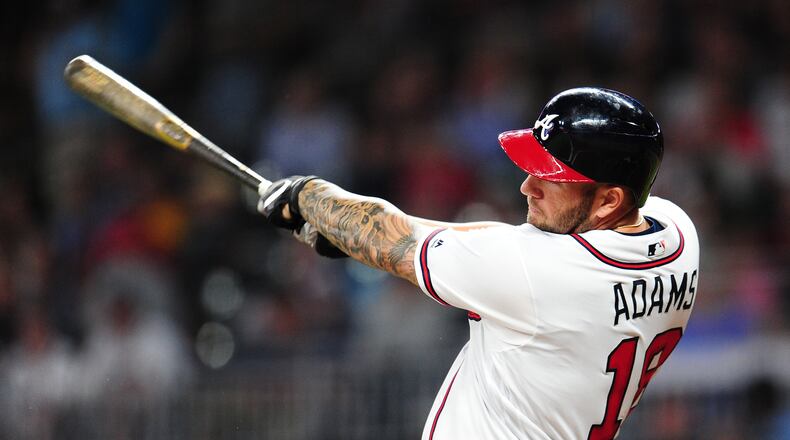 Matt Adams’ performance since being acquired in a trade from St. Louis has allowed the Braves to remain at or near the top of the majors in most major offensive categories since losing start Freddie Freeman to a fractured wrist four weeks ago. (Photo by Scott Cunningham/Getty Images)
