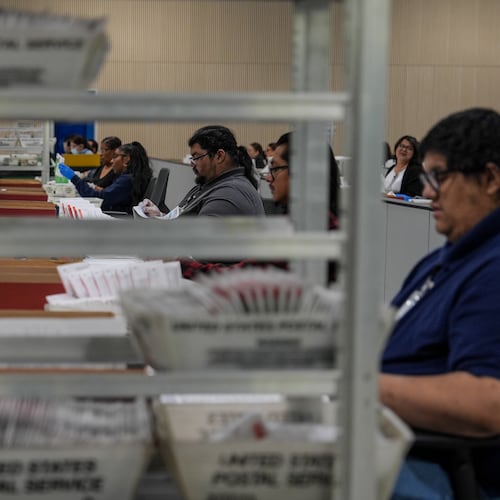 Ballots are inspected the day after California's primary election at the Los Angeles County Ballot Processing Center Wednesday, June 3, 2026, in City of Industry, Calif. (AP Photo/Jae C. Hong)